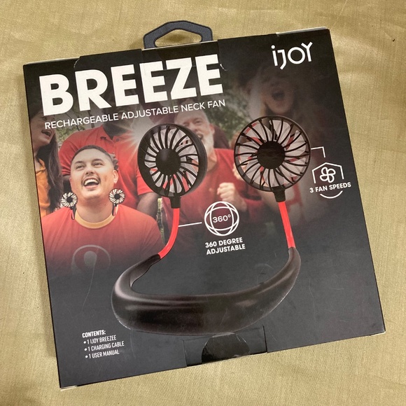NWT iJoy Breeze Rechargeable Adjustable Neck Fan - Picture 2 of 3